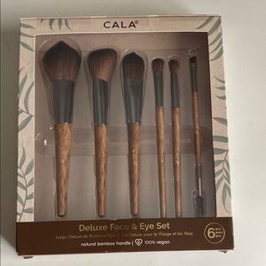 6pc CALA Deluxe Face & Eye makeup Brush Set bamboo wooden handles New